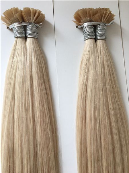 613 Platinum Blonde Keratin Fusion Flat Tip Hair Extensions Human