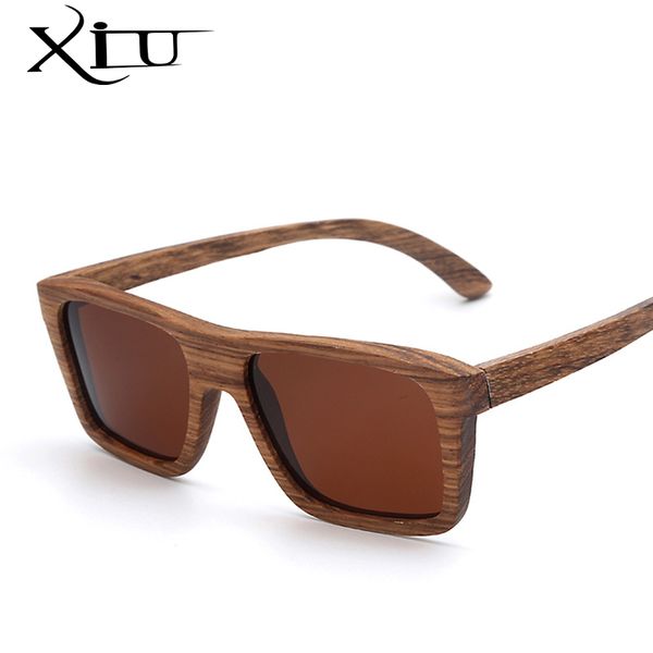 

wholesale- xiu square zebra wood sunglasses men polarized flash mirror fashion glasses brand designer women vintage oculos, White;black