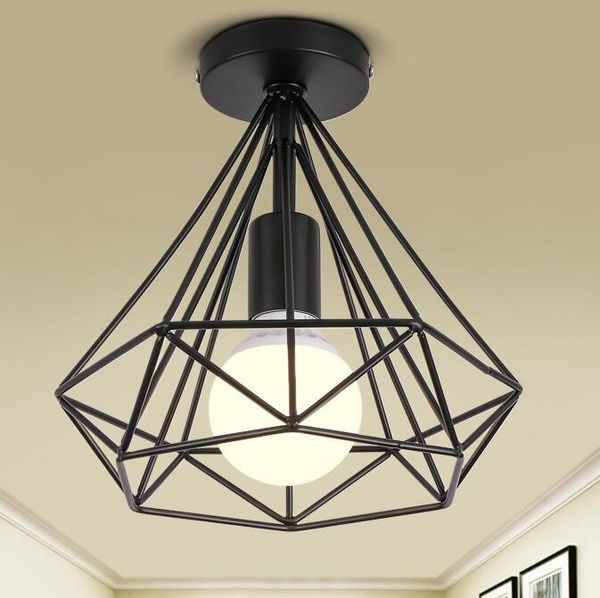 Black Birdcage Ceiling Lights Iron Minimalist Retro Ceiling Lamp