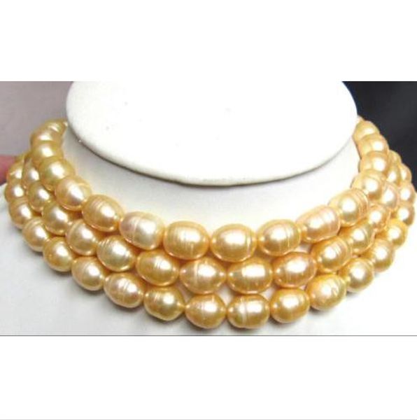 

charming 12-13mm natural south sea yellow pearl necklace 48" 14k gold clasp, Silver