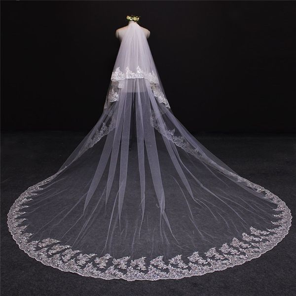 

Новое Прибытие Два Слоя 2 Т Блестки Кружева Роскошные Фаты Свадебные Аксессуары В