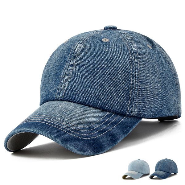 

denim baseball cap blank washed low profile jean hat casquette adjustable snapback hats caps for men and women, Blue;gray