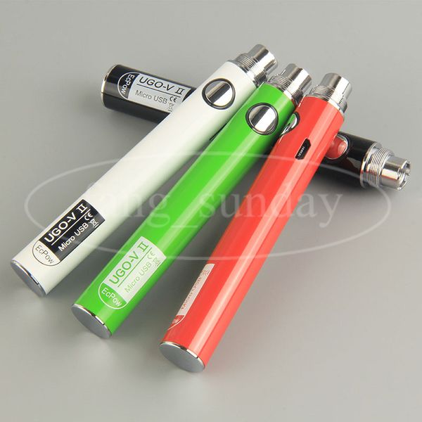 Authentische UGO V II Vape E-Zigaretten-Durchgang 650 mAh 900 mAh mit Micro-USB-Kabel eGo eVod 510 Thead ECigs Verdampferbatterie