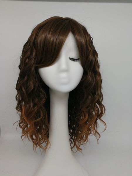 

HWG1256 A Deep Wave Style Made Of Natural Fibers Of Coffee And Dark Gold Blended With European Popular Long Curly Hair Wigs