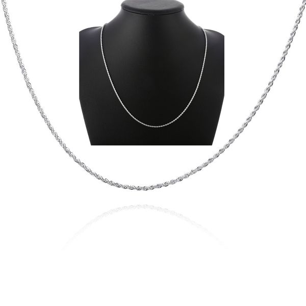

Top Quality 925 Sterling Silver Men Women Twist Rope Chain Necklaces Size 2MM 16inch/18inch/20inch/22inch/24inch