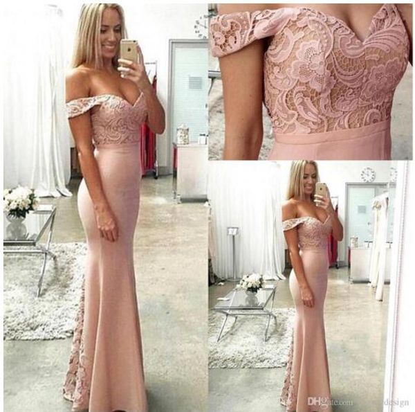 

с плеча милая русалка платья для выпускного вечера 2017 кружева длиной до пола, элегантные вечерние платья дешевые платья невесты бальные пл, Black