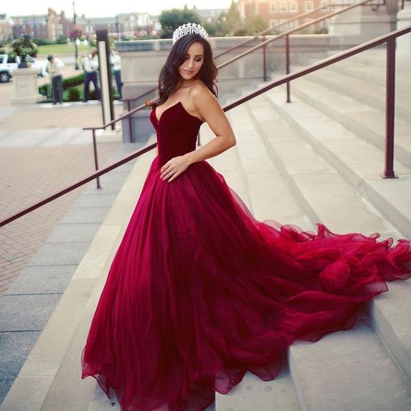 

sweetheart velvet and tulle ball gown prom dress burgundy sweet 16 dresses real p quinceneara dresses gorgeous engagement dresses, Black