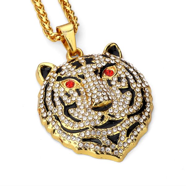 

new pendants necklaces bear mens hip hop jewelry full rhinestone filling pieces men fashion long chain animal necklace jewelry, Silver