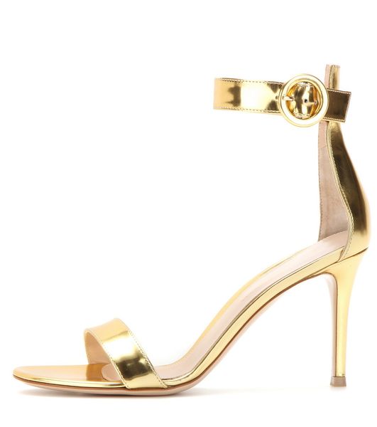 

zandina ladies womens handmade fashion 8.5cm dianvito bossi metalltc ankle strap high heel leather sandals shoes gold-patent, Black