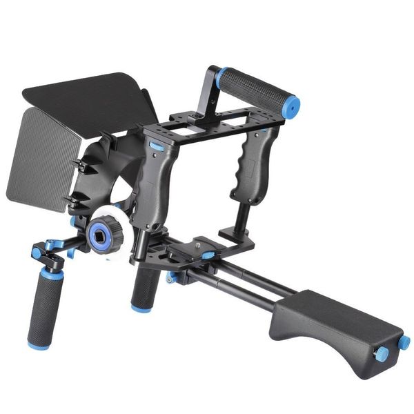 Freeshipping DSLR professionale Video Rig Spalla stabilizzatore per fotocamera Matte Box + Follow Focus + Cage per Canon Nikon Sony Camera Camcorder