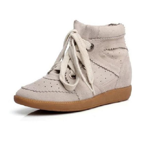 

2018 sneakers women shoes sporting ankle boots women's wedges slipsole high head layer cowhide increased casual running boots, Black