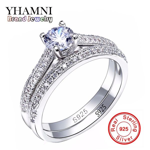 

sona cz diamant обручальные кольца установить настоящее стерлингового серебра 925 кольца для женщин группа обручальные кольца обещание сваде, Slivery;golden