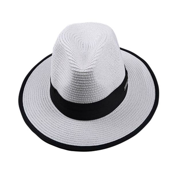 

wholesale- 2017 all-match flat brim wide brim women's strawhat women's jazz fedoras hat sun-shading hat beach cap, Blue;gray