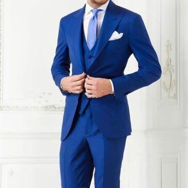 

wholesale- party royal blue men suits tuxedos groomsman tux custom made wedding suits slim fit fashion blue men suit costume homme terno, White;black