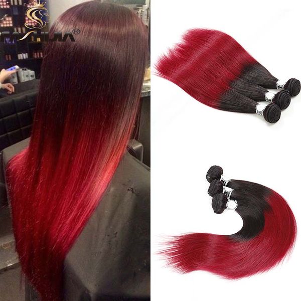 Peerless Ombre Bright Red Straight Long Peruvian Virgin Human Hair