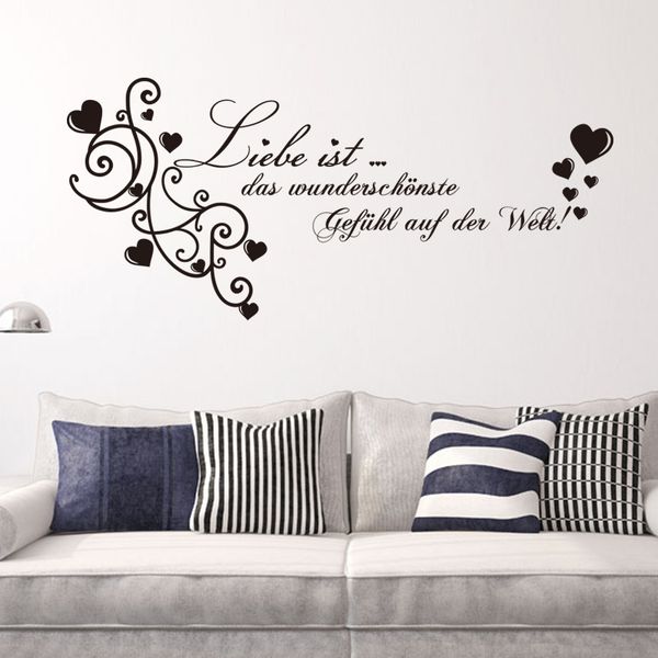 Hot German Liebe Love Quotes Wall Stickers Decorations Vinyl Pvc Living Room Bedroom For Kids Room Home Decor Wedding Gift Decals For Home