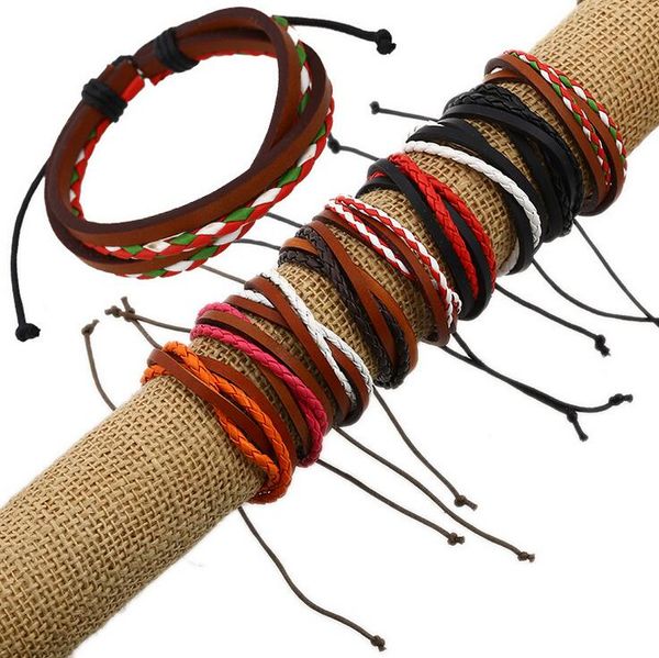 

leather knit retro leather bracelet fb069 mix order 20 pieces a lot charm bracelets, Golden;silver