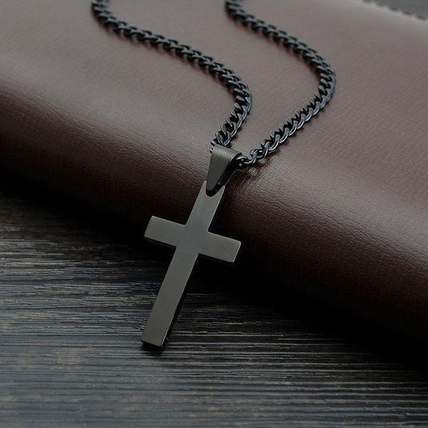 

christian pray jesus charm cross necklaces pendants for men women gifts fashion stainless steel jewelry black statement necklace religion, Silver