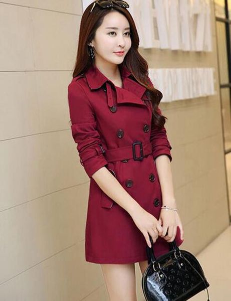 

women in the spring and autumn period and the european and american fashion style fine long trench coat lapels / s-4xl, Black