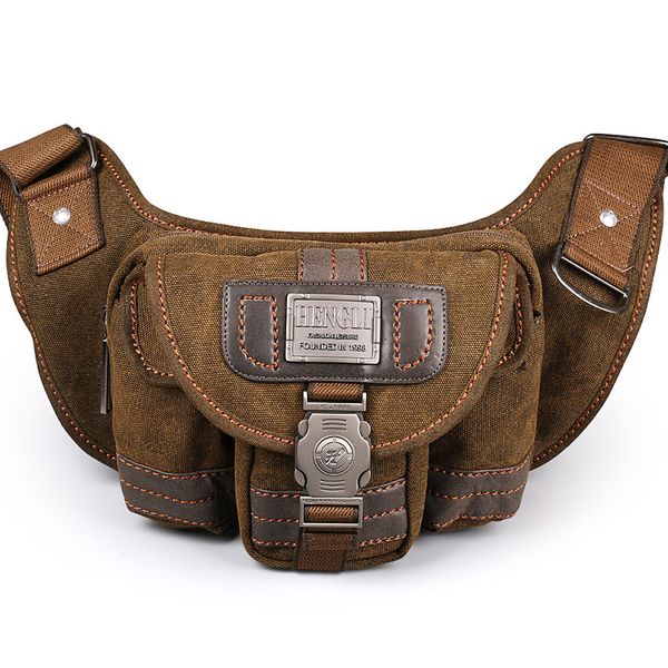 

2017 ruil retro canvas waist bag men fashion multi-functional pockets leisure picnic phone bag toolkit vintage package
