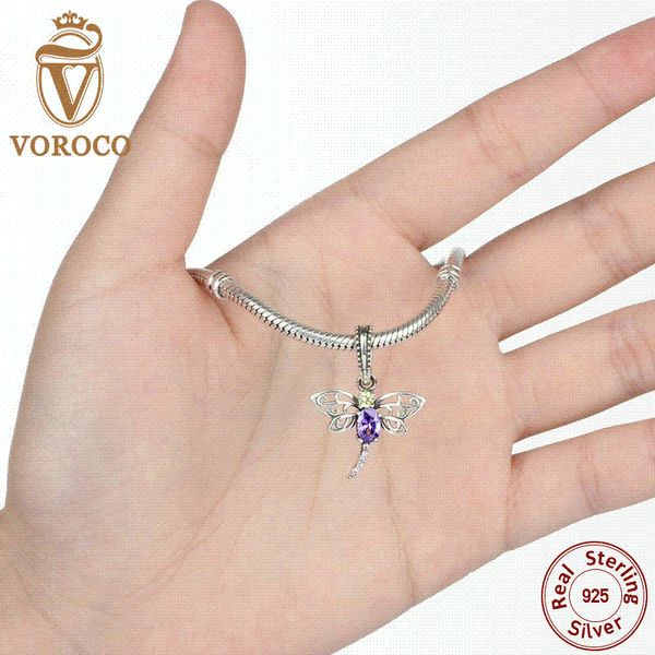 Voroco Mermaid Love 925 Sterling Silver Charm Necklace Blue Crystal Choker Chain