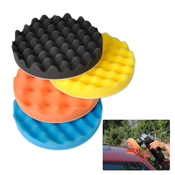 

wholesale-4pcs 7" waffle soft wave foam pad polishing buffer set for car vehicle buffing polishing glazing