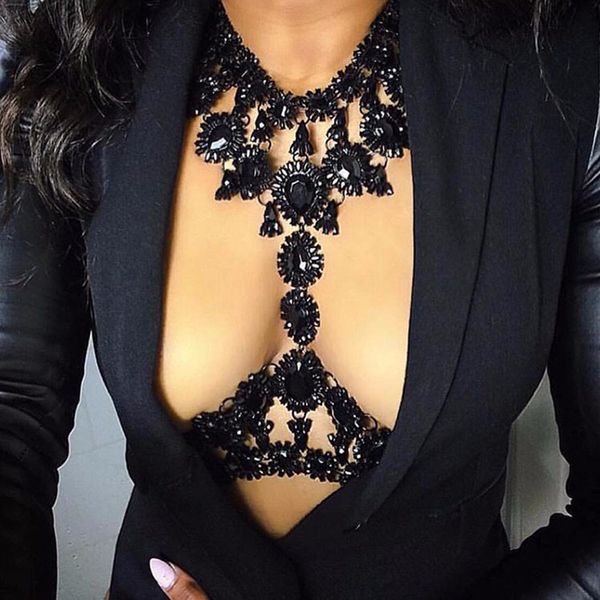

kqmx body jewelry chain necklace women fashion accessories acrylic inlaid flowers charm luxury long statement necklace nk704, Silver