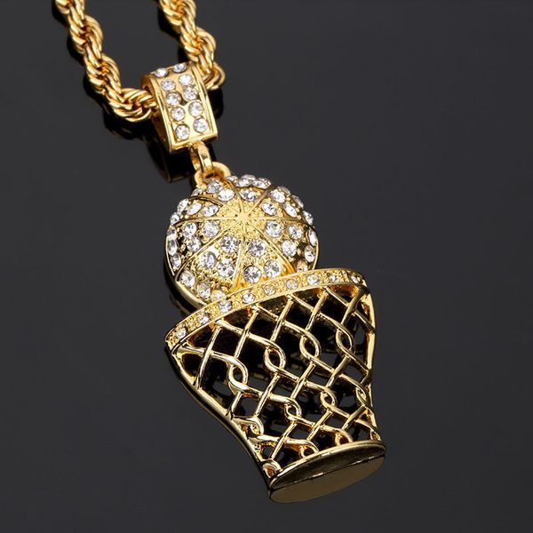 

Ожерелье Баскетбольный Обода Подвески Колье Кристалл Rhinestone позолоченный Basket Rim Ho