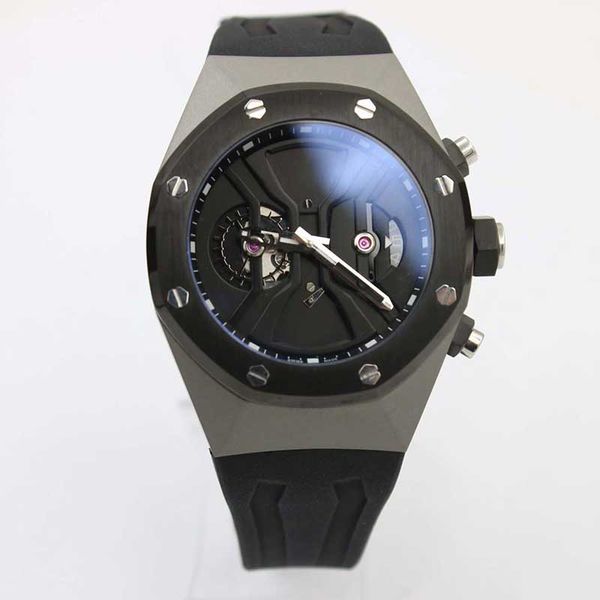 

Whole ale men brand quartz chronograph watch men black dial black rubber band tran parent gla back off hore mechanical ca ual watch