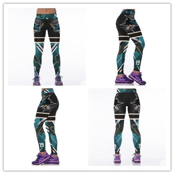 

san jose sharks sport yoga pants push up hockey team legging teal green elastic high waist fitness running tights womens white, White;red