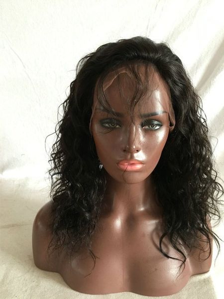 

класс топ волна воды полный кружева парики кружева перед парики детские волосы 100% бразильский необработанные девственные человеческие воло, Black;brown