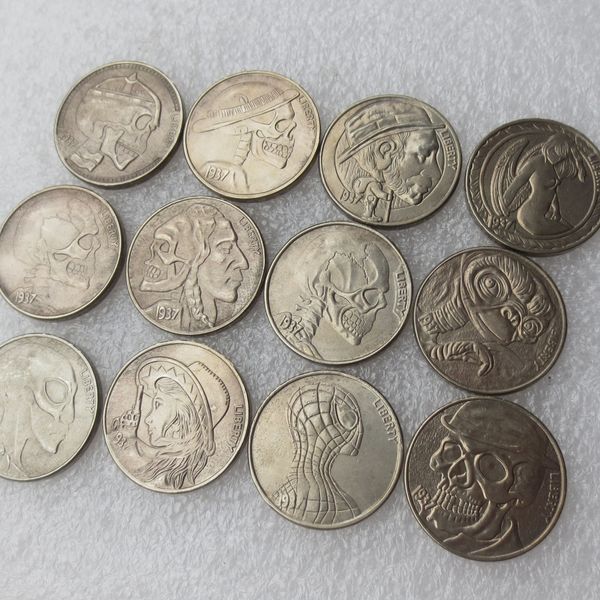 Hobo Nickel Mixed Datas 13 pcs 1937-D 3-Legged Búfalo Níquel Raro Superman Engraçado Copiar Moeda