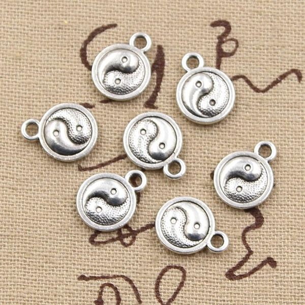 

wholesale- 99cents 12pcs charms tai chi yin yang 10mm antique making pendant fit,vintage tibetan silver,diy bracelet necklace, Bronze;silver