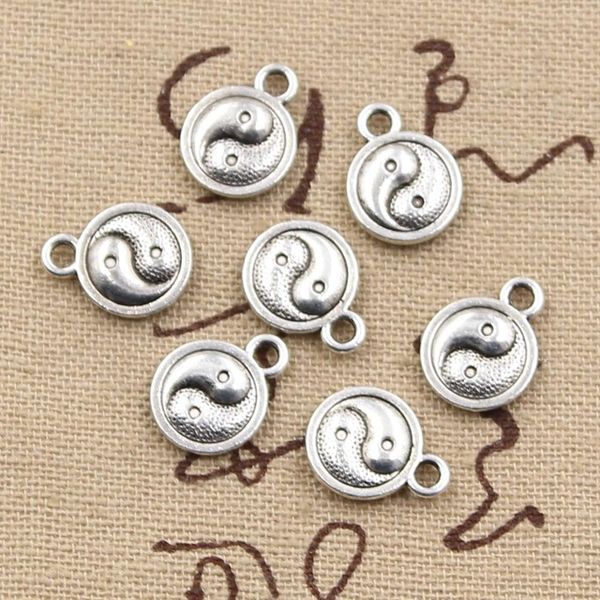 

wholesale- 99cents 12pcs charms tai chi yin yang 10mm antique making pendant fit,vintage tibetan silver,diy bracelet necklace, Bronze;silver