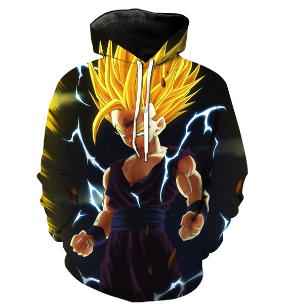 

новая мода женщины / мужчины аниме dragon ball z сердитый ребенок гоку harauku стиль смешные 3d печатных crewneck кофты толстовки w01, Black
