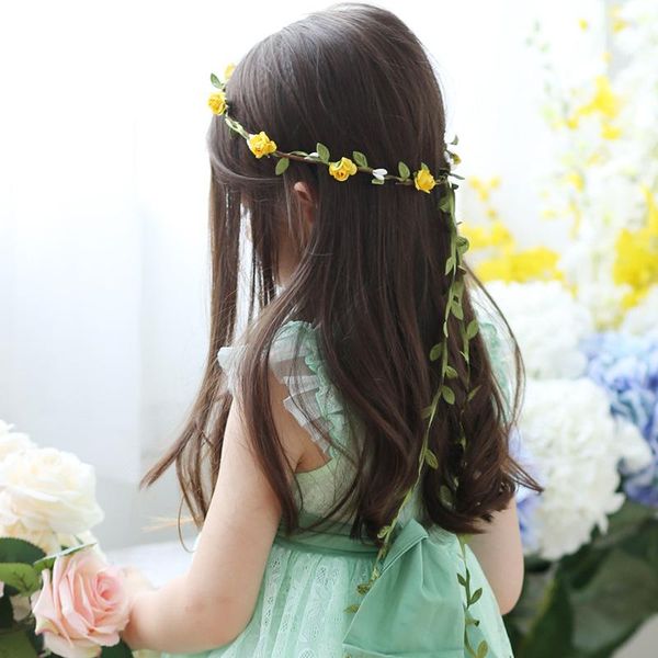 Cute Baby Girls Children Headbands Bohemian Flowers Festival Christmas Floral Garland Hair Bands Headwear For Kids Girl Jewelry Accessories Black Hair