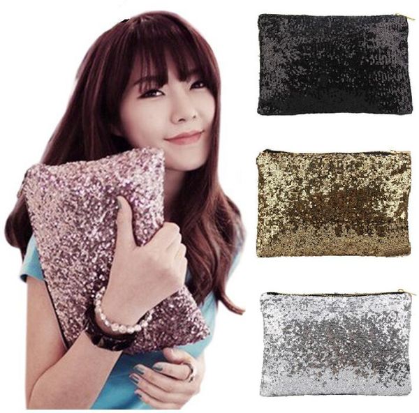 Mulheres Comestic Makeup Bag Marca Designer Lantejoulas Luxo Sacos Cosméticos Organizador Bolsa Glitter Bling Lantejoulas Mulheres Embreagem