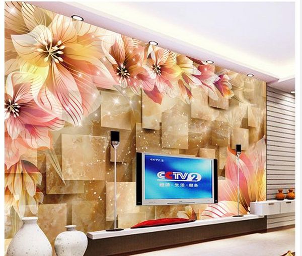 

large dream lily marble backdrop mural 3d wallpaper 3d wall papers for tv backdrop