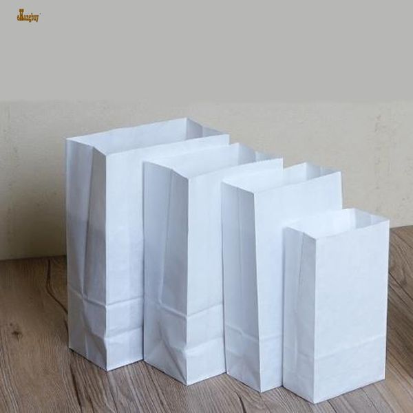 

2018 limited 100pcs/lot 7 sizes white paper gift bags sandwich bread candy takeout fast food party wedding favour ing