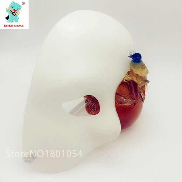 

wholesale- bibigou party mask handsome man half face white masks the of the opera mask party 1pcs