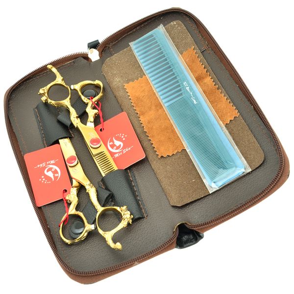 6.0 дюймов Meisha Dragon Handle Профессиональные парикмахерские ножницы Набор для стрижки волос Истончение Ножницы JP440C Парикмахерская Бритва, HA0283