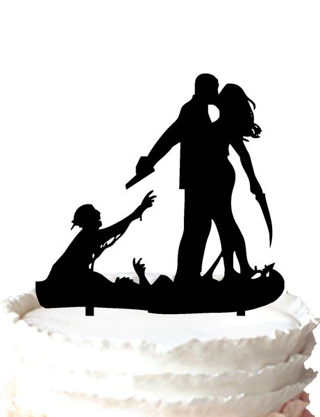 Halloween Wedding Cake Topper Bride Knife And Groom Gun