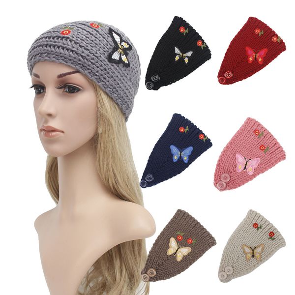 

women fashion hair jewelry wool crochet headbands knit hair bands butterfly flower winter ear warmer wool hair bands ing, Silver