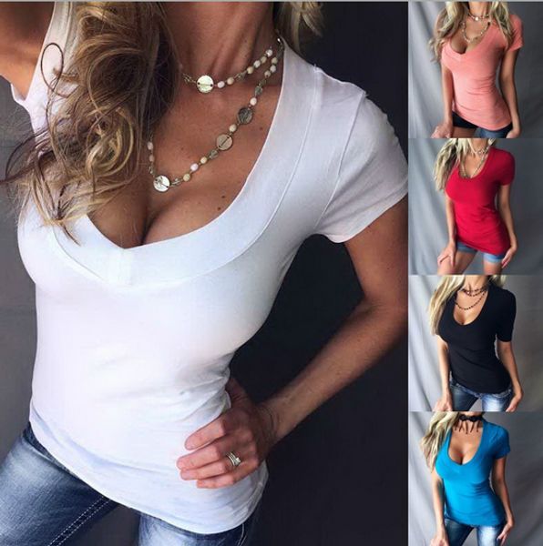 

new style women's v-neck short sleeve t-shirt casual cotton t-shirt women's loose t-shirt white plus size s-xl