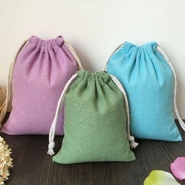 

cotton gift packaing bag 8x10cm(3"x4") 9x12cm 10x15cm(4"x6") necklace bracelet jewelry drawstring pouch, Pink;blue