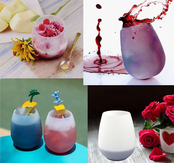 

silicone wine glass silicone unbreakable stemless rubber beer mug outdoor cup glass wine glass recyclable drinking cups