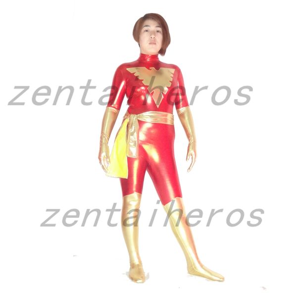 

red shiny metallic x-men dark phoenix costume, Black;red