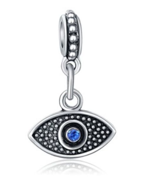 

fits pandora sterling silver turkey eye blue evil eye beads charms for diy european style snake charm chain fashion diy jewelry, Black