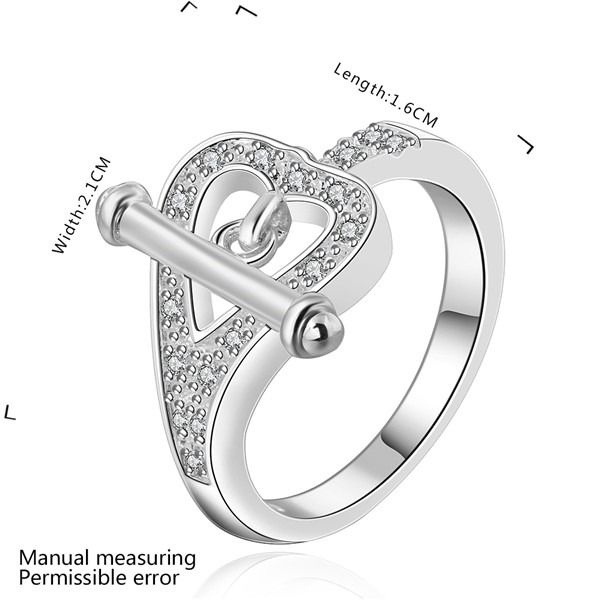 

wedding inlaid heart plated sterling silver finger ring fit women,wedding white gemstone 925 silver plate rings solitaire ring er470, Slivery;golden