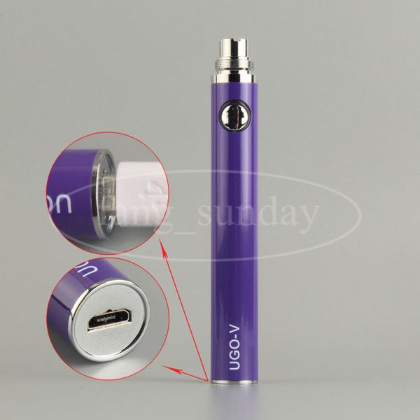 UGO V T 650 900 1100 mAh EVOD EGO 510-Gewindebatterien Micro-USB-Passthrough-Bodenladung mit Kabel E-Zigaretten-Zerstäubertank